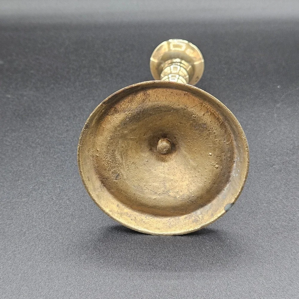 Vintage Brass Candlestick Holder 6.5 Inch Traditional Spindle Taper Stand Gold